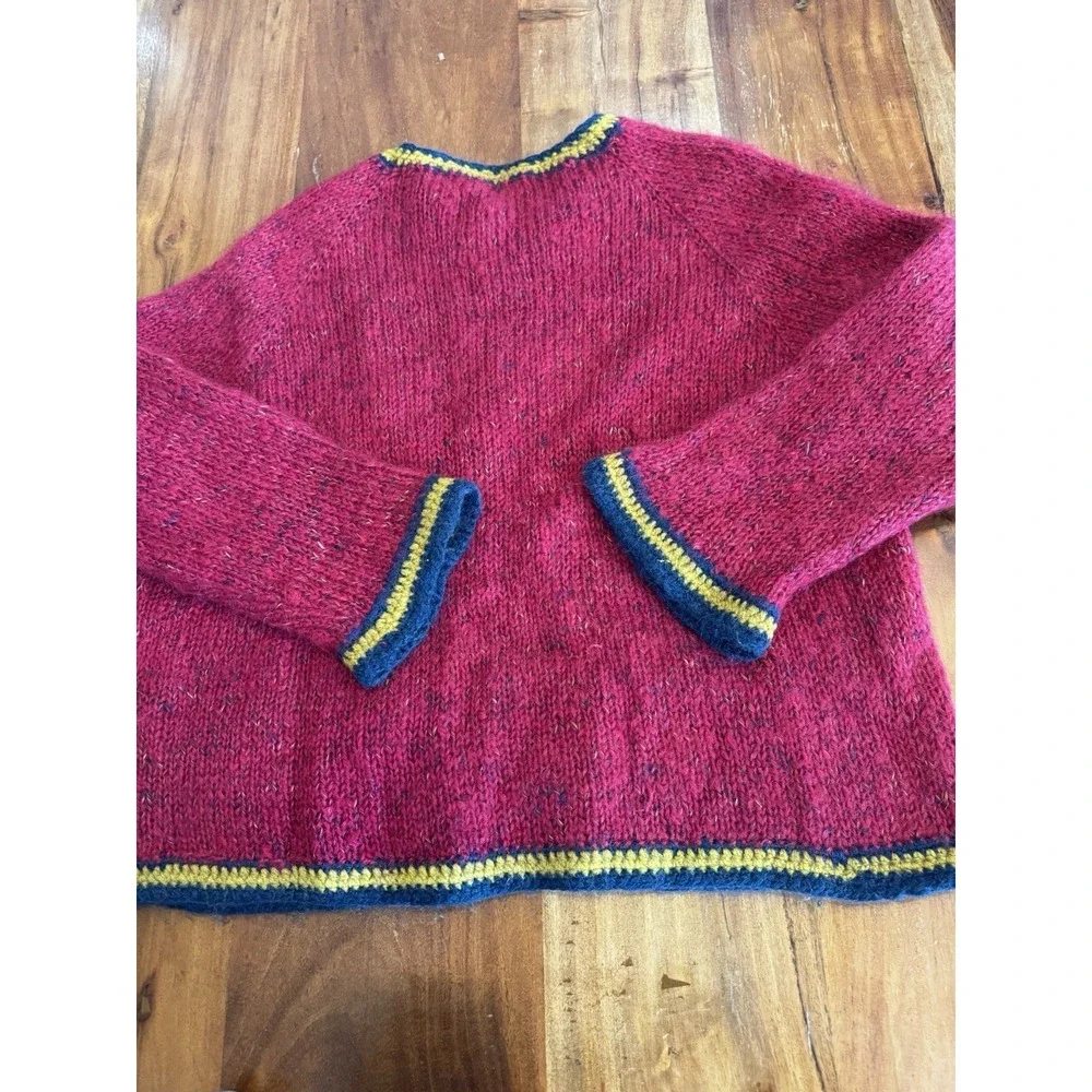 Granny Sweater Pink Vintage 70s Cardigan Grandma Handmade Mohair Furry Large